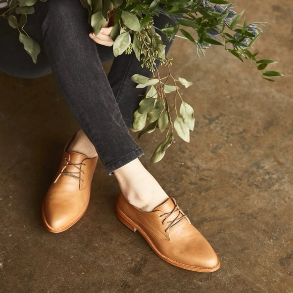 Madewell Cognac Brown Leather Oxford Loafers – Women’s Size 9.5